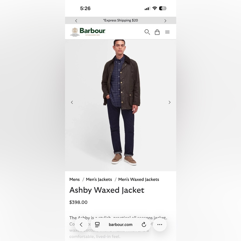 Barbour Brown Jacket with Plaid Lining